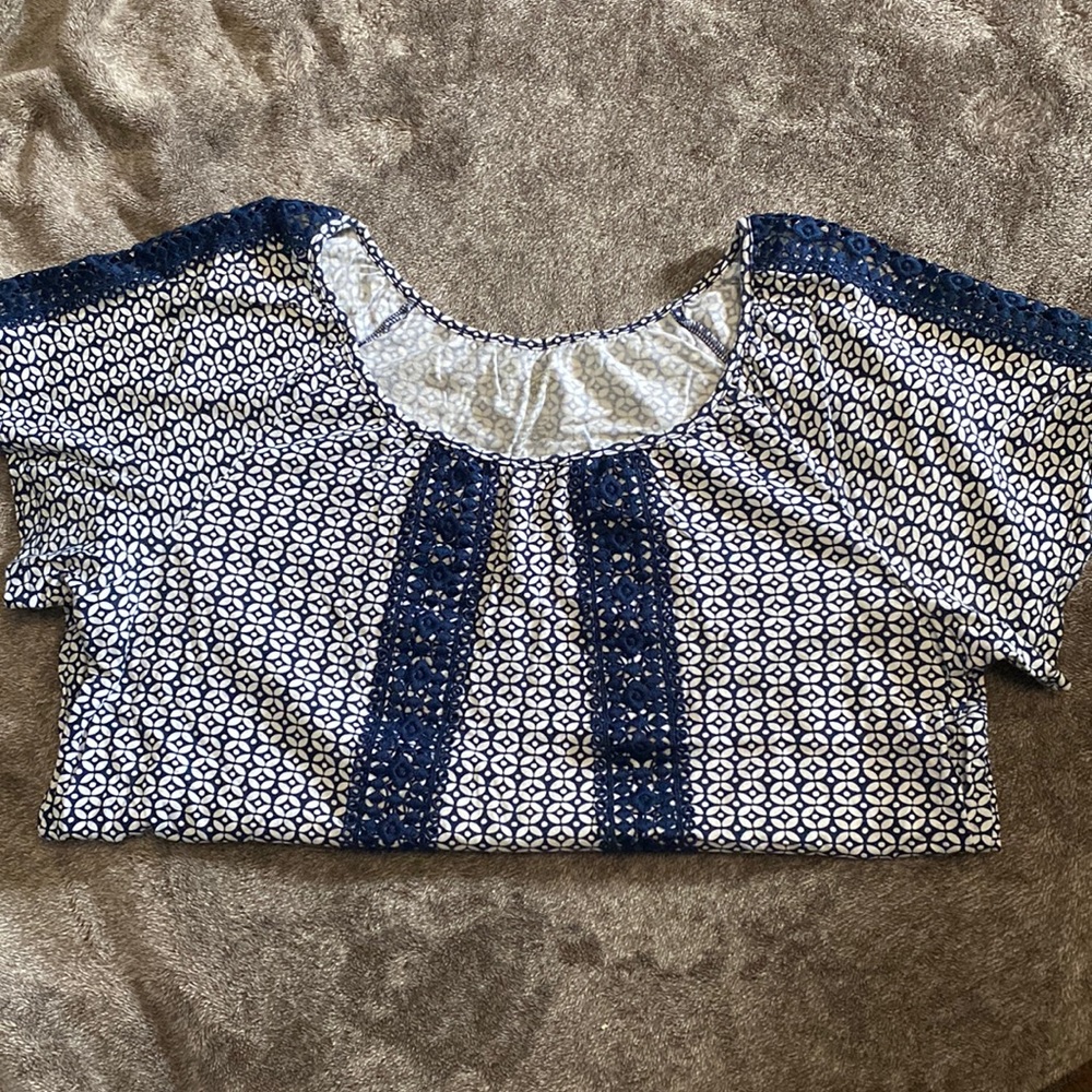 Blue Short Sleeve Print